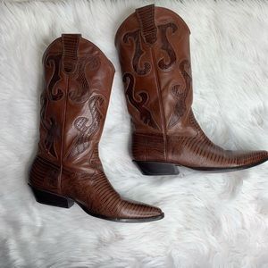 Nine West Romnee Leather Cowboy Boots